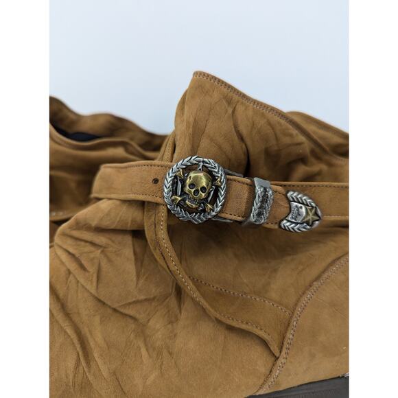 Vintage Zodiac Suede Ankle Boots with Skull Accents Men's Size 13 - Picture 3 of 13